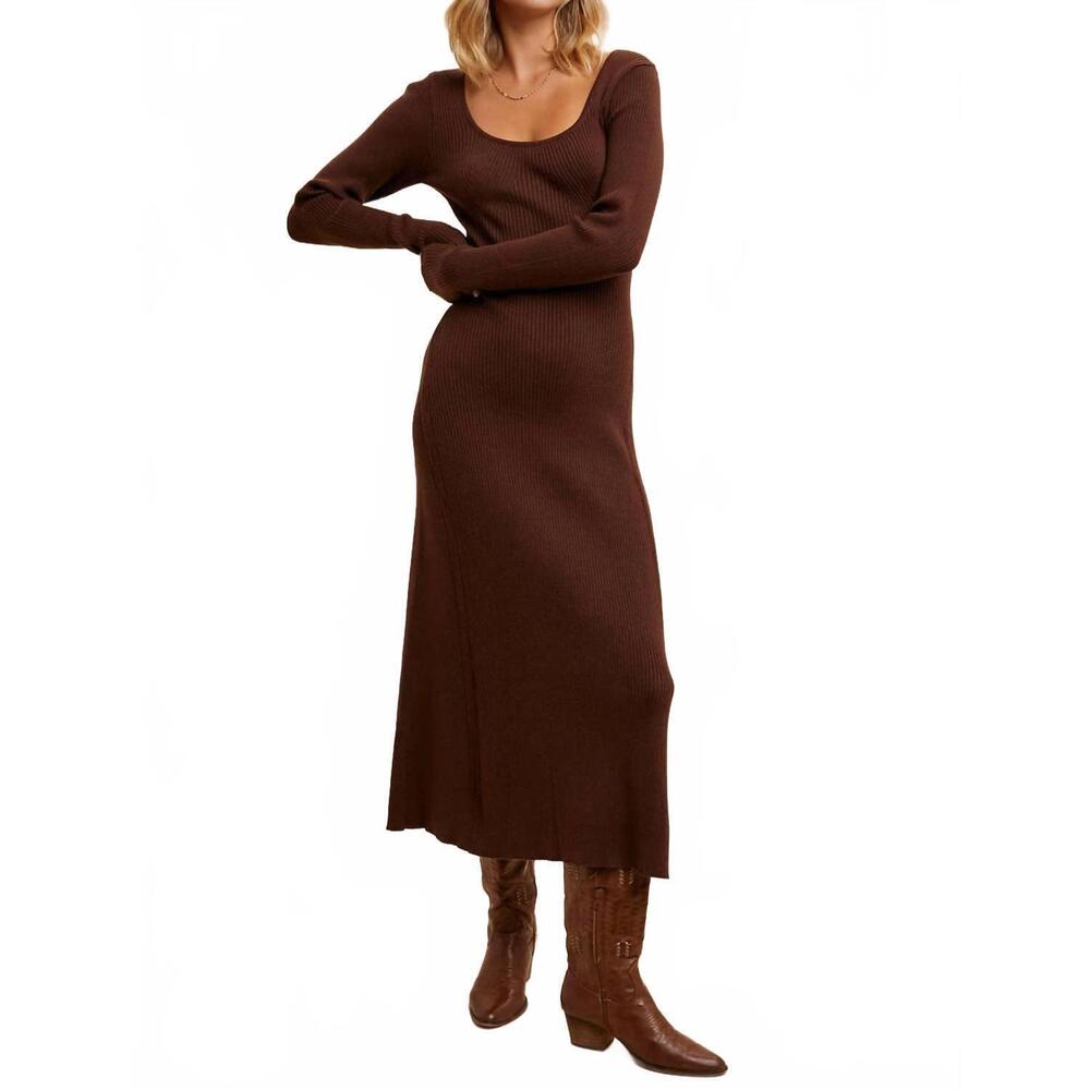 NEW IN-LOOM brooke maxi sweater dress in chestnut